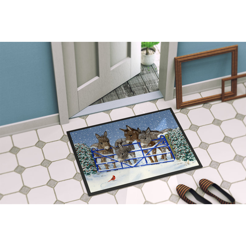Tapis d'extérieur antidérapant Wardsville Donkeys and Cardinal, Rectangle 1 pi 6 po x 2 pi 3 po