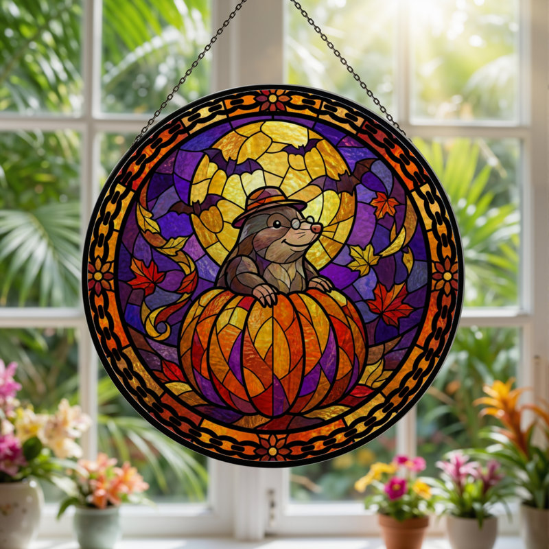 12"H Stained Glass Stained Glass Window Panel