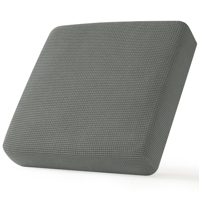 Stretch Textured Grid Box Cushion Armchair Slipcover, Light Grey