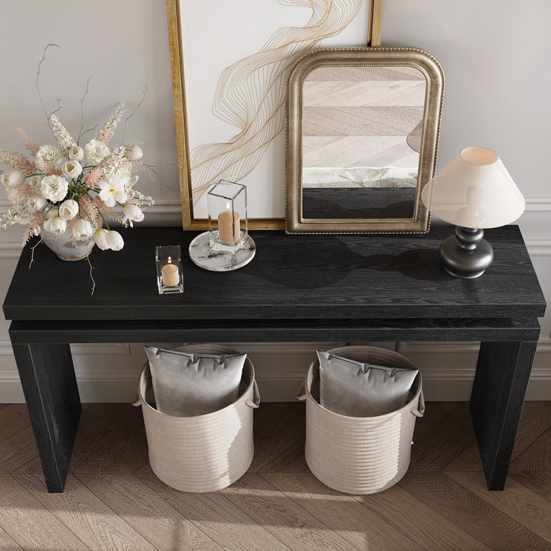 Console de style campagnard de conception exquise avec suspension à double planche, idéale pour les entrées et les salons, offrant un espace de rangement et de présentation