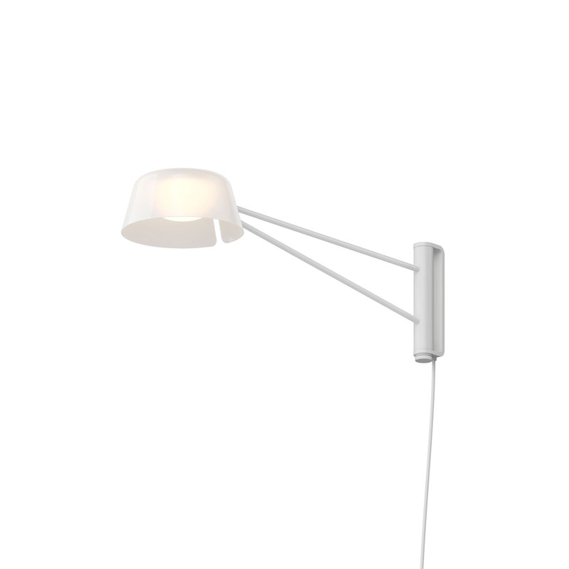 Ray 1 - Light LED Armed Sconce, Opal White, Warm Gray, 6" H x 6.25" W x 6.25" D