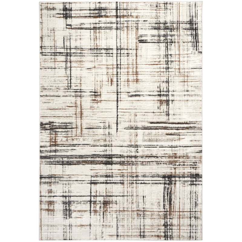 Tapis moderne ivoire Calvin Klein, Rectangle 5 pi 3 po x 7 pi 3 po