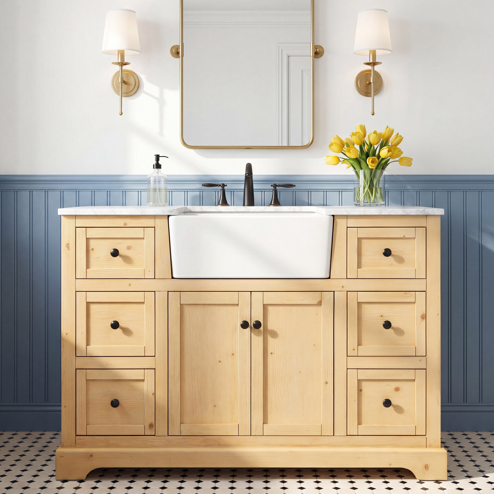 Pardue 48'' Single Bathroom Vanity, Natural Wood