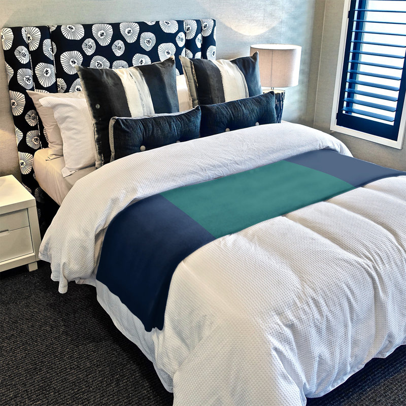 Quilted Throw Blanket, Seattle, 60" W x 80" L, Navy Blue/Green
