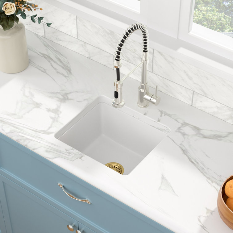 18" L x 16" W Undermount Granite Composite Quartz Kitchen Sink Rectangular Single Bowl Bar Prep Sink