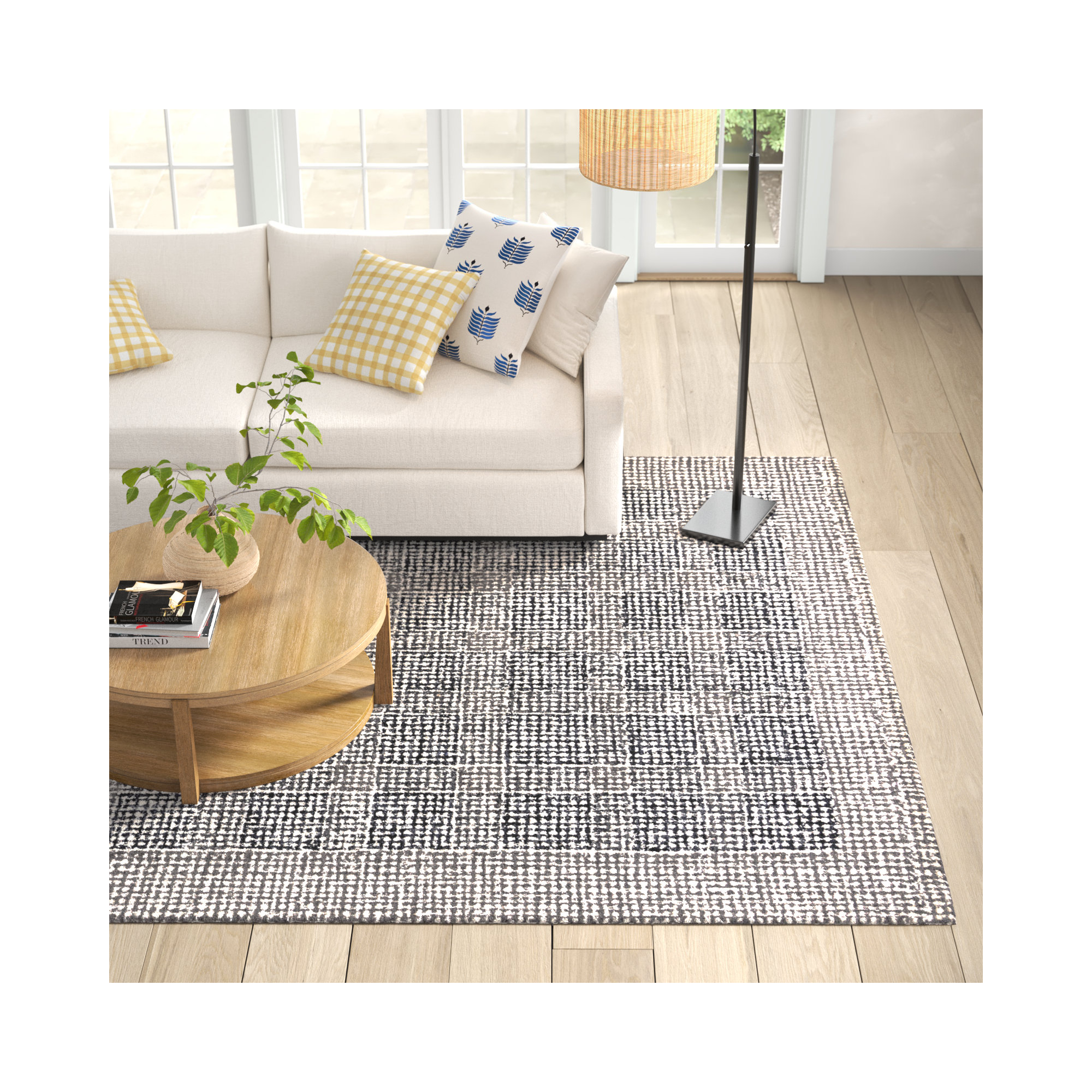 Airica Handmade Wool Blue Rug, 8'6" x 11'6"