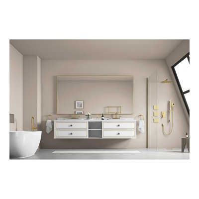 84 x 48 Inch Bathroom Mirror With Aluminum Frame, Rectangle Wall Mounted Vanity Mirror