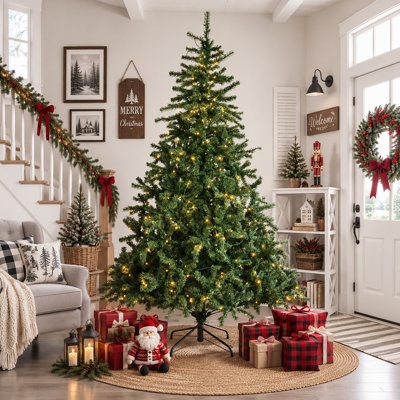 Arbre de Noël artificiel illuminé avec lumières blanc chaud Olga