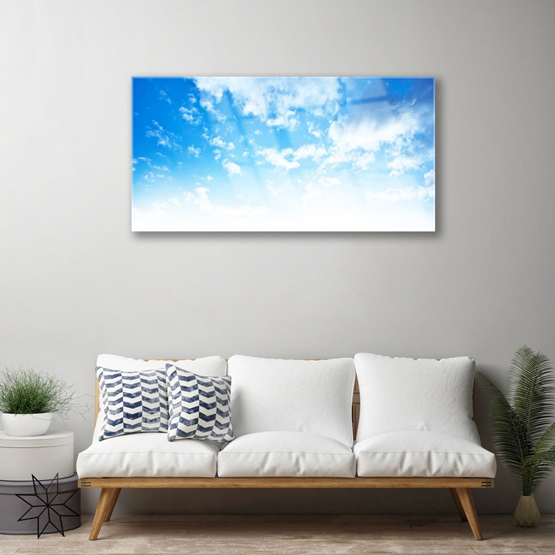 Glass Print Wall Art 100X50cm Image Printed On Glass Decorative Wall Picture Behind Toughened / Tempered Safety Real Glass For Kitchen & Living Room Theme: Sky Landscape