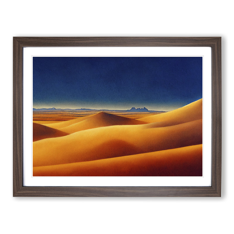 Watercolour Desert Vol.1 - Single Picture Frame Print, 34cm H x 46cm W x 2cm D, Walnut Framed