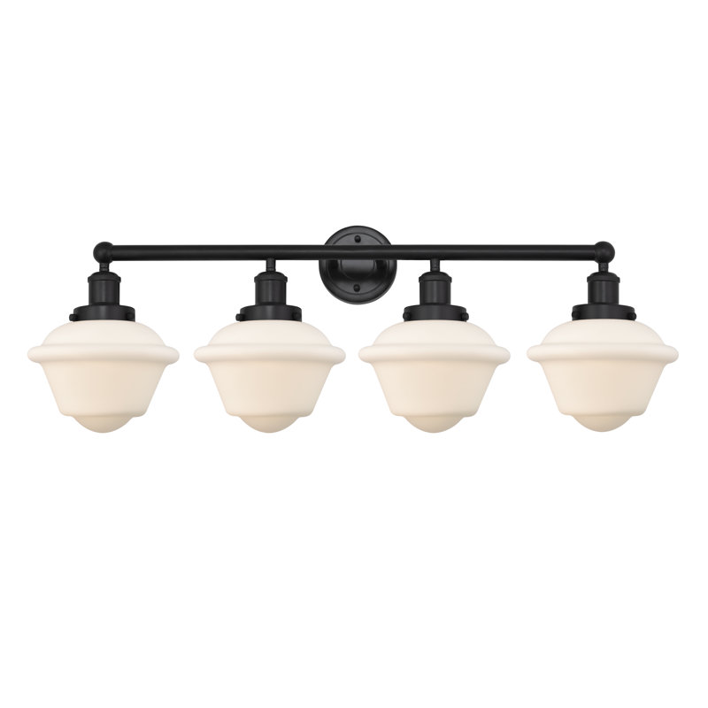 Éclairage pour meuble-lavabo à 4 lumières à intensité variable Grourke, Noir mat, Blanc mat