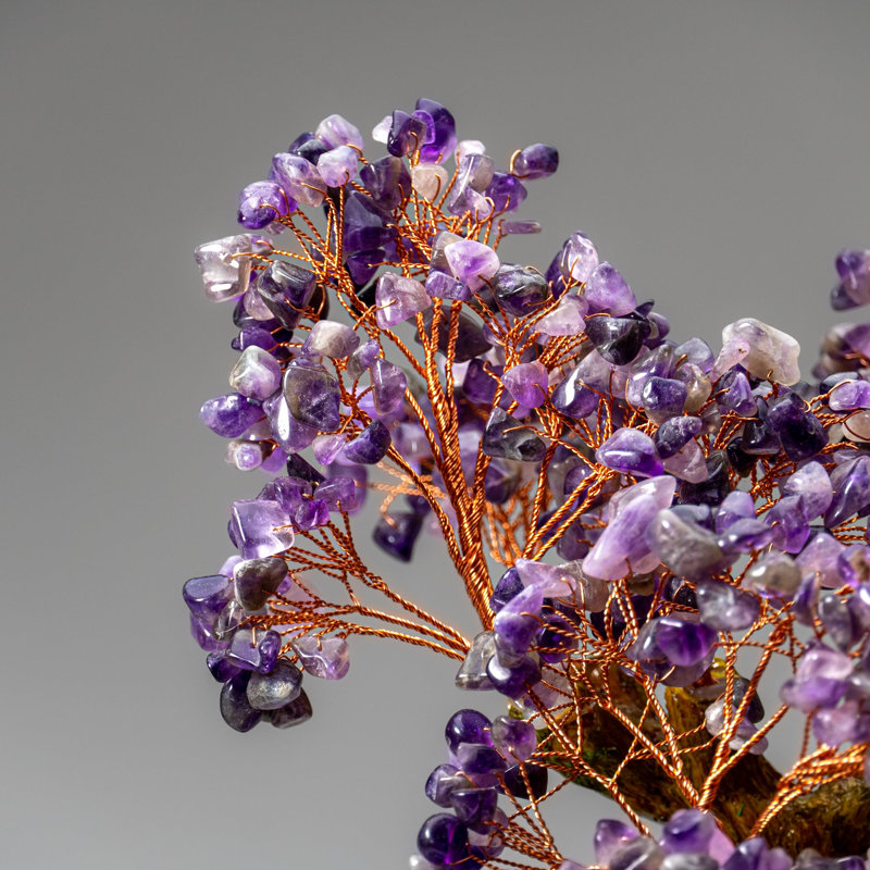 Véritable améthyste avec pierres précieuses Bonsai en pot carré en céramique (hauteur de 15 €)