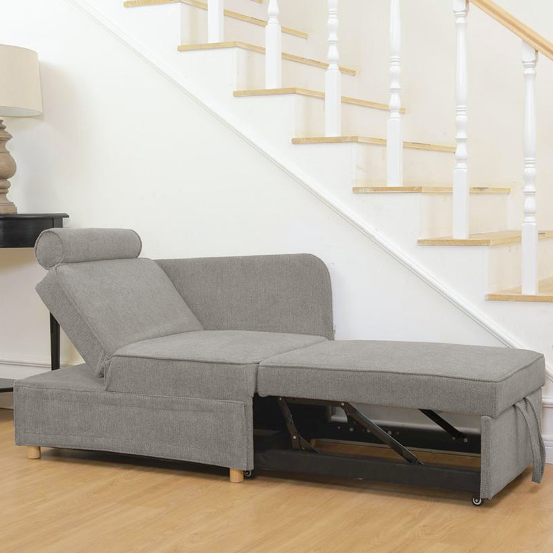 Canapé-lit rembourré convertible 4-en-1, Lin beige