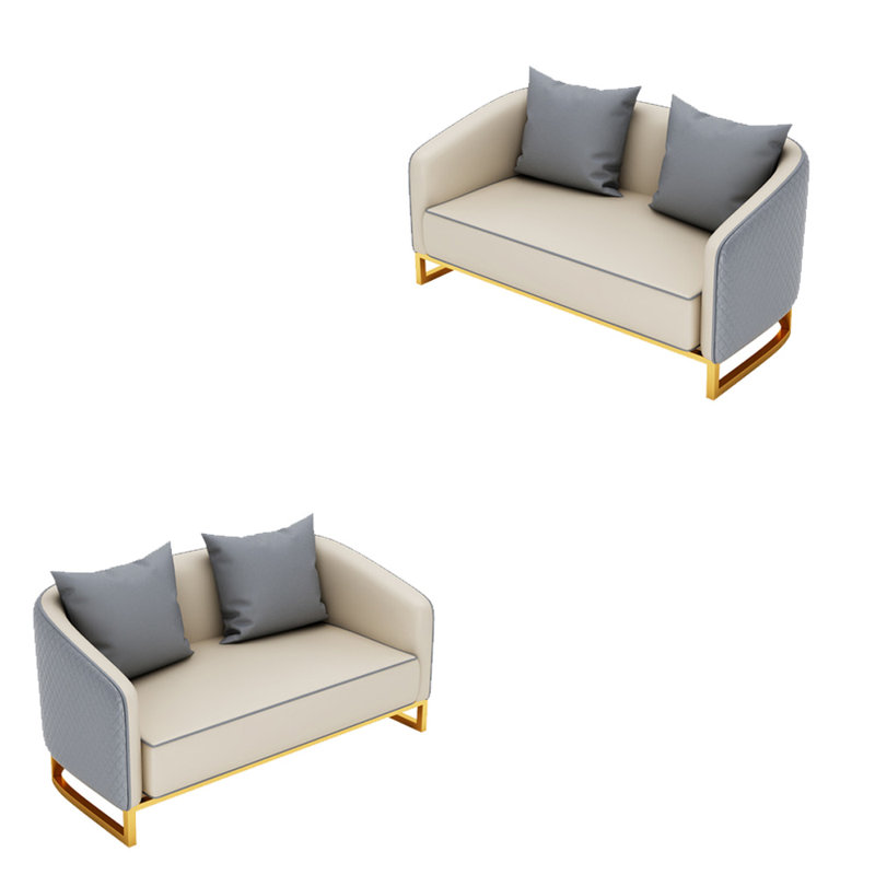 Diffendal Light luxury simple cafe sofa, White/Gray Faux Leather