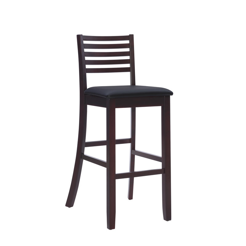 Clarke Solid Wood Counter & Bar Stool, Faux Leather - Black Cherry, Bar Stool (31" Seat Height)