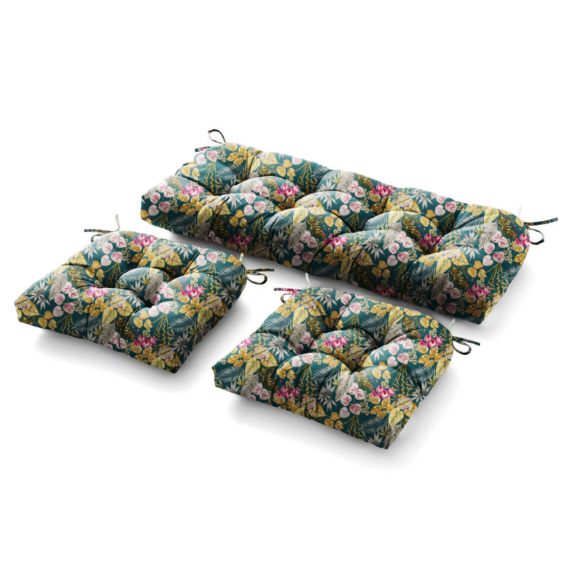 Outdoor 5'' Seat / Back Cushion, Green Floral