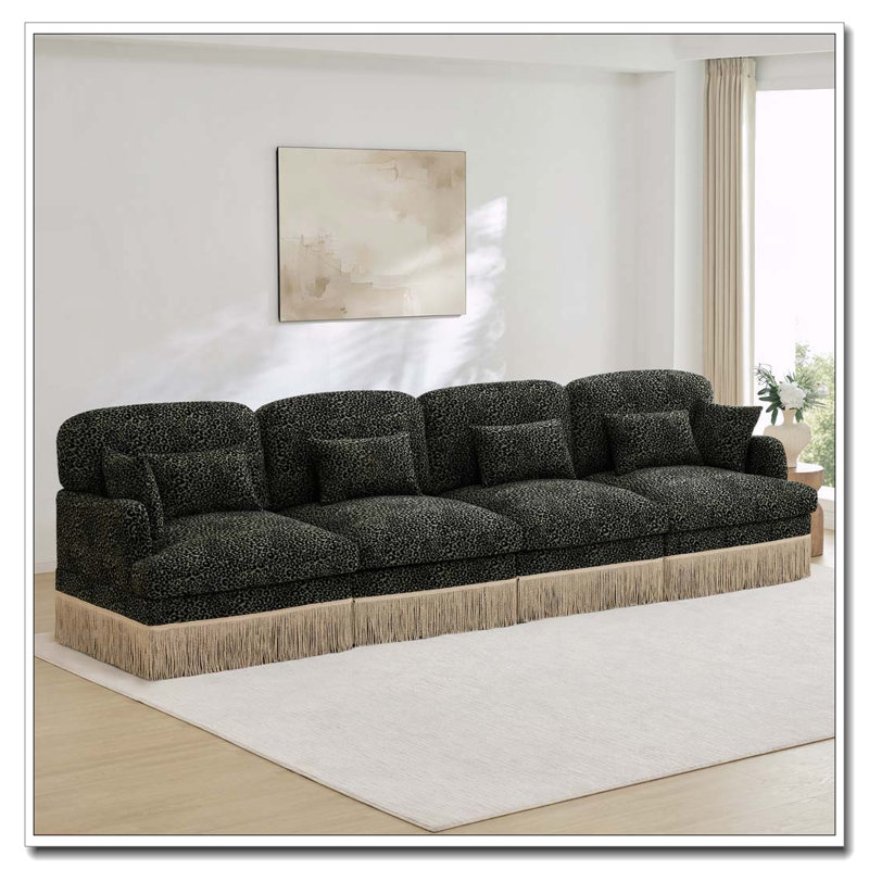 Canapé Comfy Chenille Leopard, Vert + 4 sièges