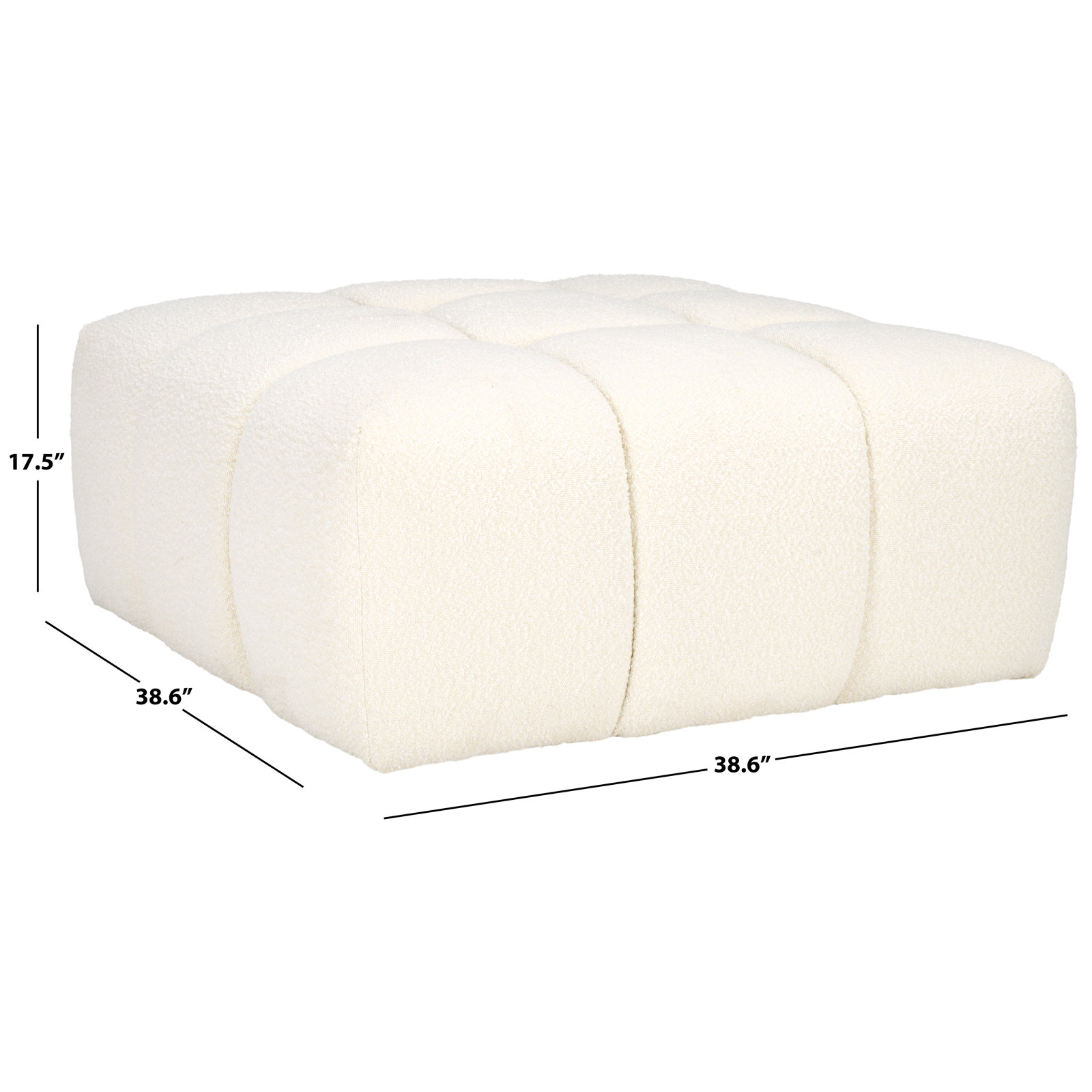 Haring Upholstered Ottoman, Ivory Performance