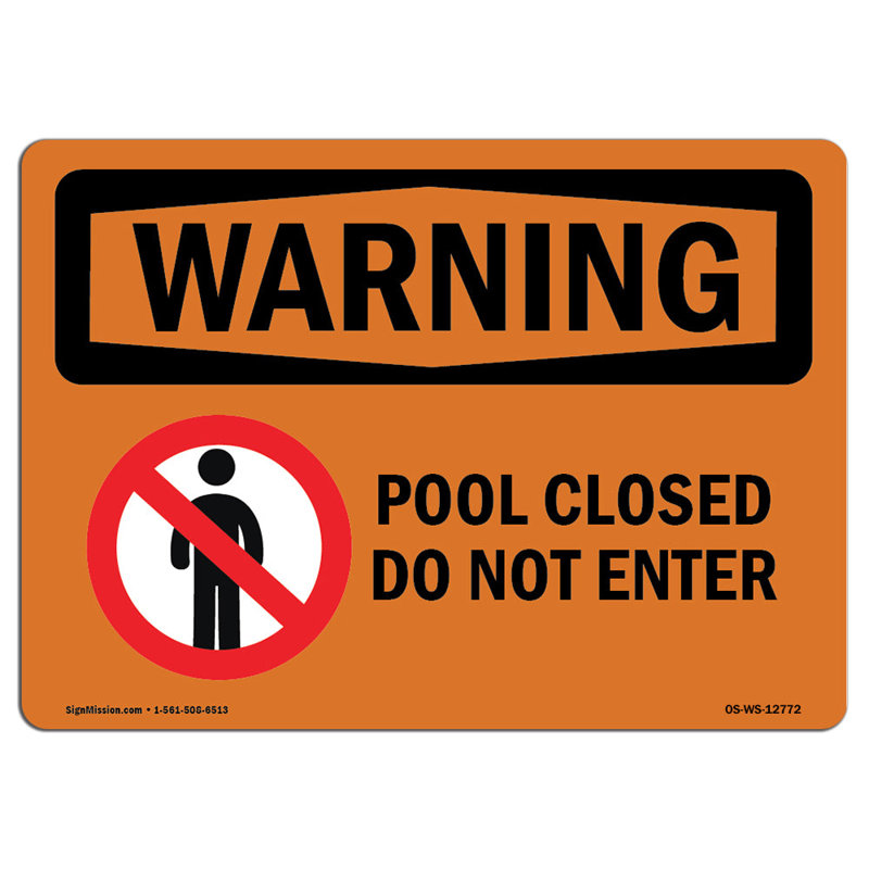 Plaque de piscine fermée en aluminium 12 x 18, H 12 po x l 18 po x P 0,1 po