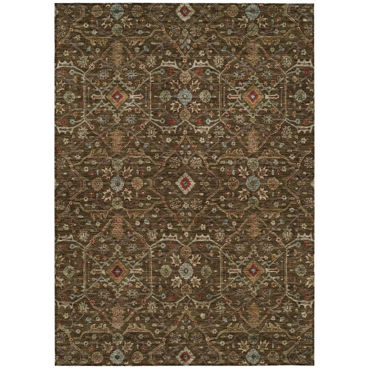 Machine Washable Indoor/Outdoor Chantille ACN1130 Chocolate Rug