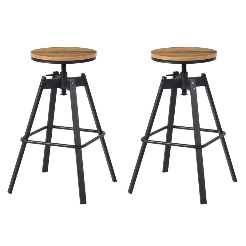 Kamena Swivel Adjustable Height Bar Stool with Iron and Steel Frame