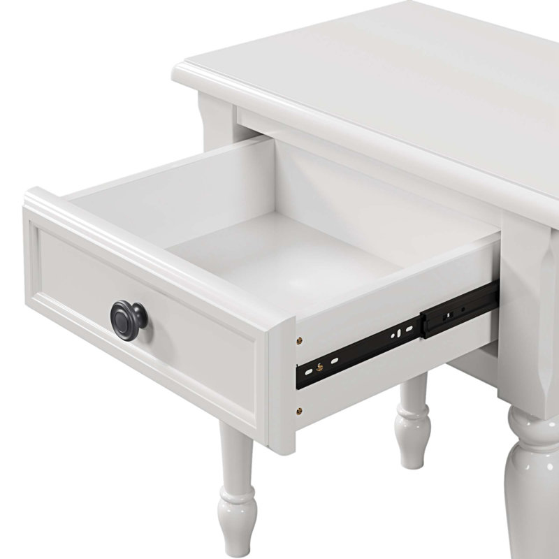 Table de chevet en bois massif et en bois manufacturé, Blanc