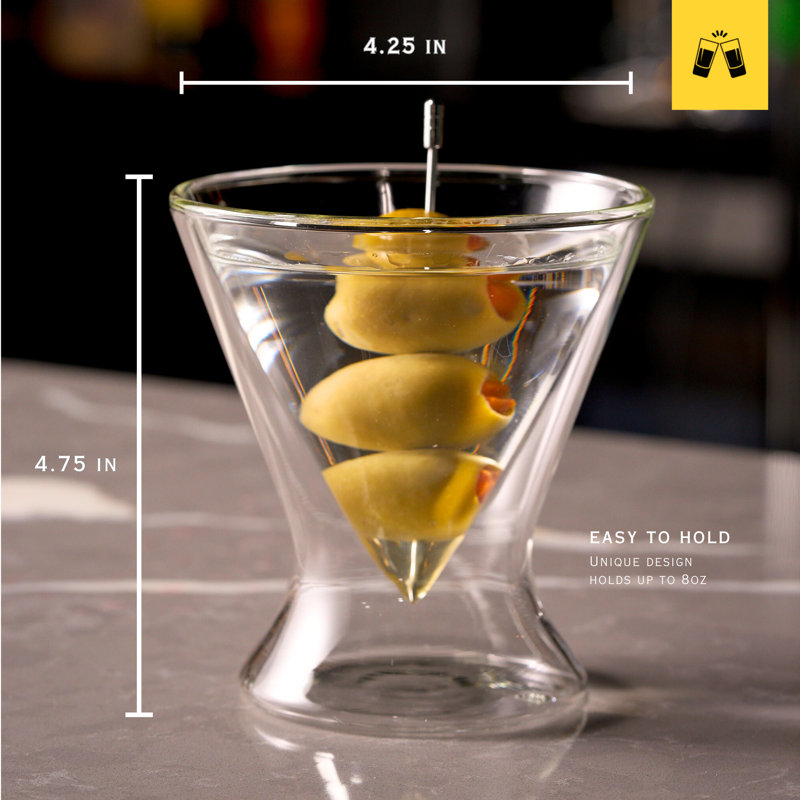 Verres à martini sans pied à double paroi 8 oz