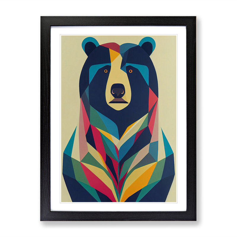 Breathtaking Bear Abstract - Single Picture Frame Print, Black, 64cm H x 46cm W x 2cm D