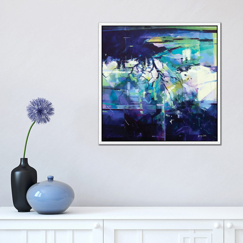 Reflections In The Field After The Rain by Doug Eaton - Painting on Canvas, 45.72 cm H x 45.72 cm W, White Framed