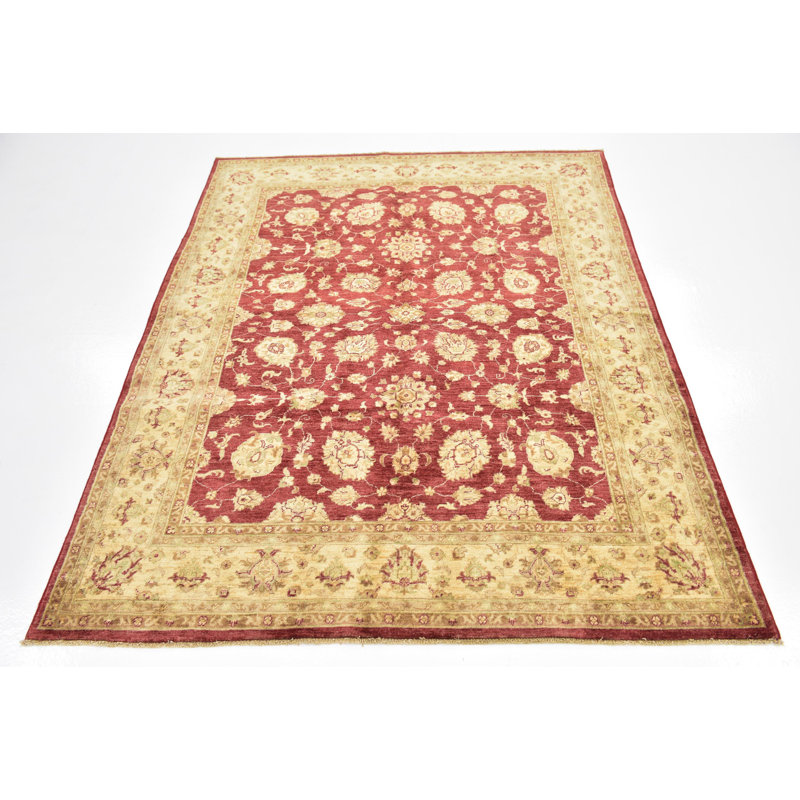 Tapis de zone one-of-kind-noué la rouge 4 pi 10 po x 6 pi en laine 3 po Huntingdon