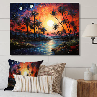 Palmiers tropicaux pointillisme III sur toile