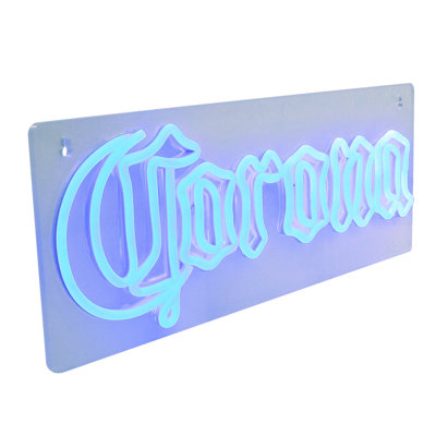 Enseigne murale 17 po de style néon à logo lumineux DEL bleu Corona