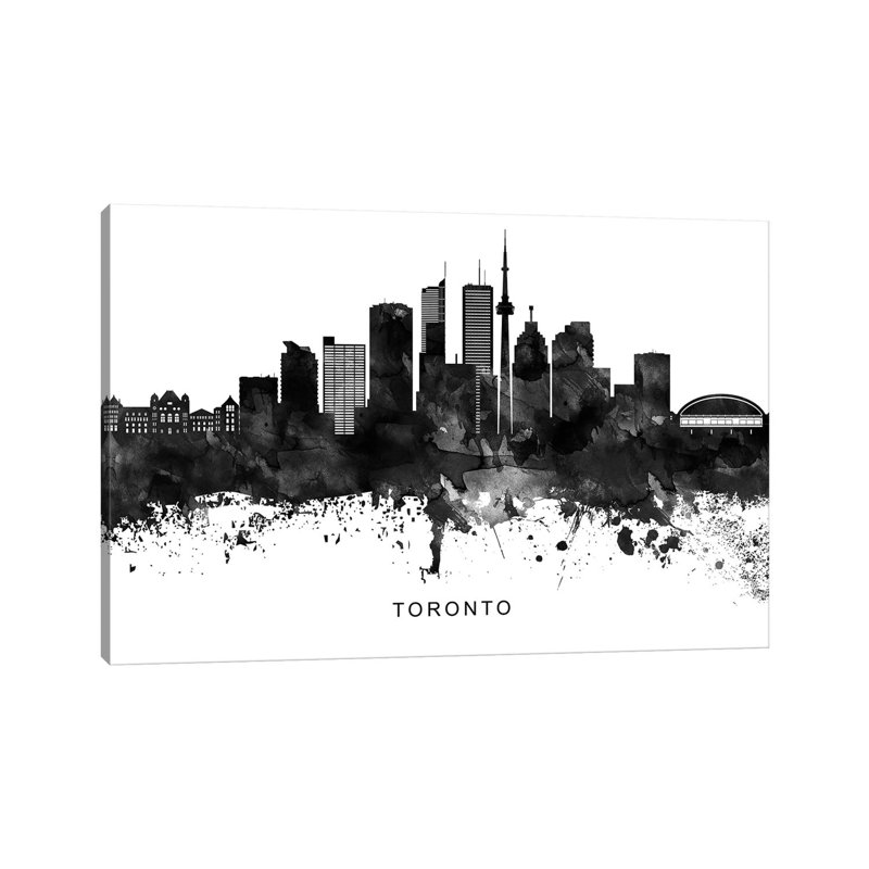 Toronto Skyline Black & White by WallDecorAddict - Wrapped Canvas Print, 66.04 cm H x 45.72 cm W
