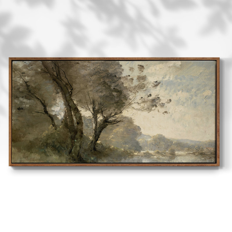 Paysage, série CCXXIX, toile tendue avec châssis, prête à être accrochée, Noyer, H 17 po x l 33 po