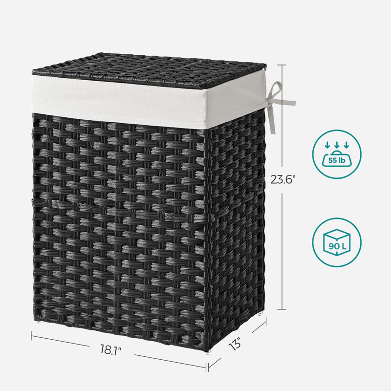 Laundry Basket with Handles, Black
