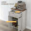Buffet gris avec porte de grange, portes doubles, tiroir et tablette réglable. Pour la chambre à coucher, le salon. Pourboires. Tablette latérale de 23,5 po x 11,75 po