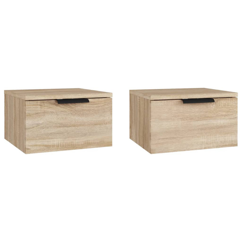 Wall-mounted Bedside Cabinets Bedroom Floating Nightstand Wall Cabinet, Oak, Individual