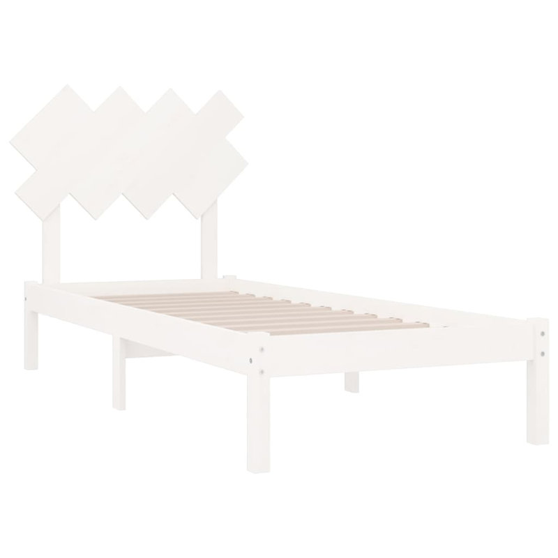 Bed Frame Solid Wood, white, Single (3')