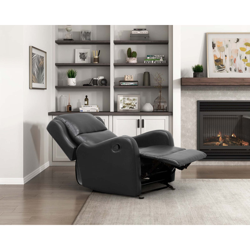 Fauteuil inclinable et oscillant en similicuir, Noir