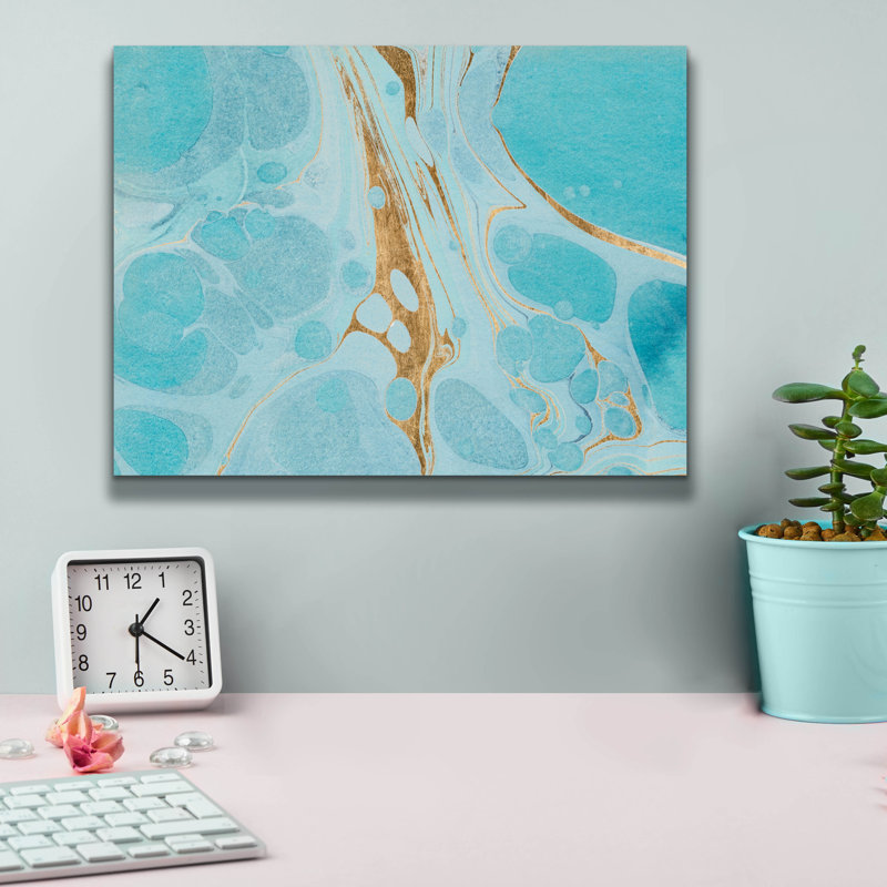 «Turquoise Stream 2» par Annie Warren, art mural sur toile, 16 po x 12 po