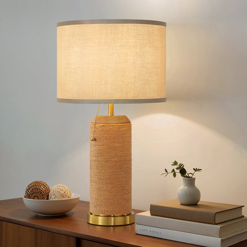Lampe de table en métal 24 po pour le salon et la chambre à coucher, Brun