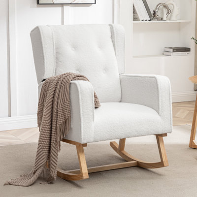 Chaise berçante de 33 po de largeur avec pieds en bois massif