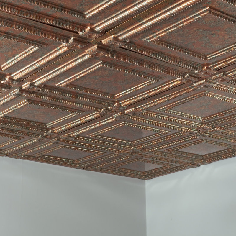 Panneau de plafond décoratif en vinyle 2 pi x 2 pi FASÄDE Coffer, Fantaisie cuivrée