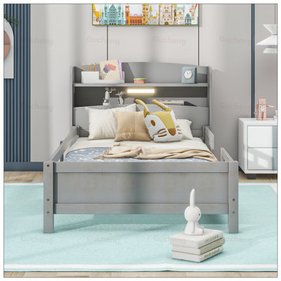 Platform Bed with LED Light and Storage Headboard, Perfect for Modern and Classic Bedrooms.