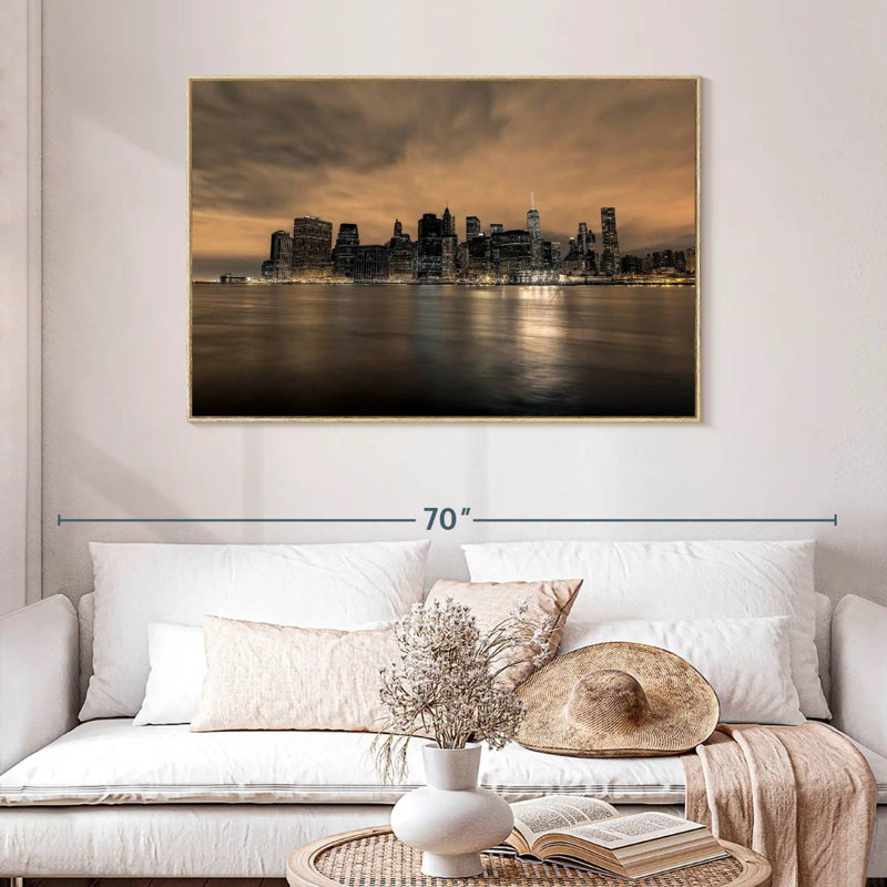 Ah New York, Cadre flottant en bois naturel, 25 po x 17 po