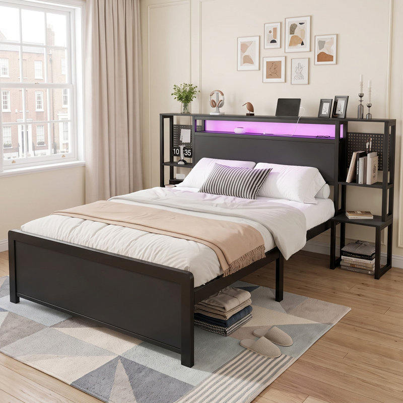 LED Metal Bed with Charging