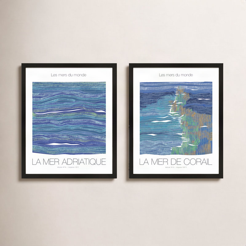 Adriatique & Corail Framed On Paper 2 Pieces by Jacques Pilon Print, 30" H x 48" W x 1.25" D