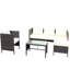 Conversation extérieure: 4 canapé modulaire avec coussins beiges captivants et table basse charmant transparent