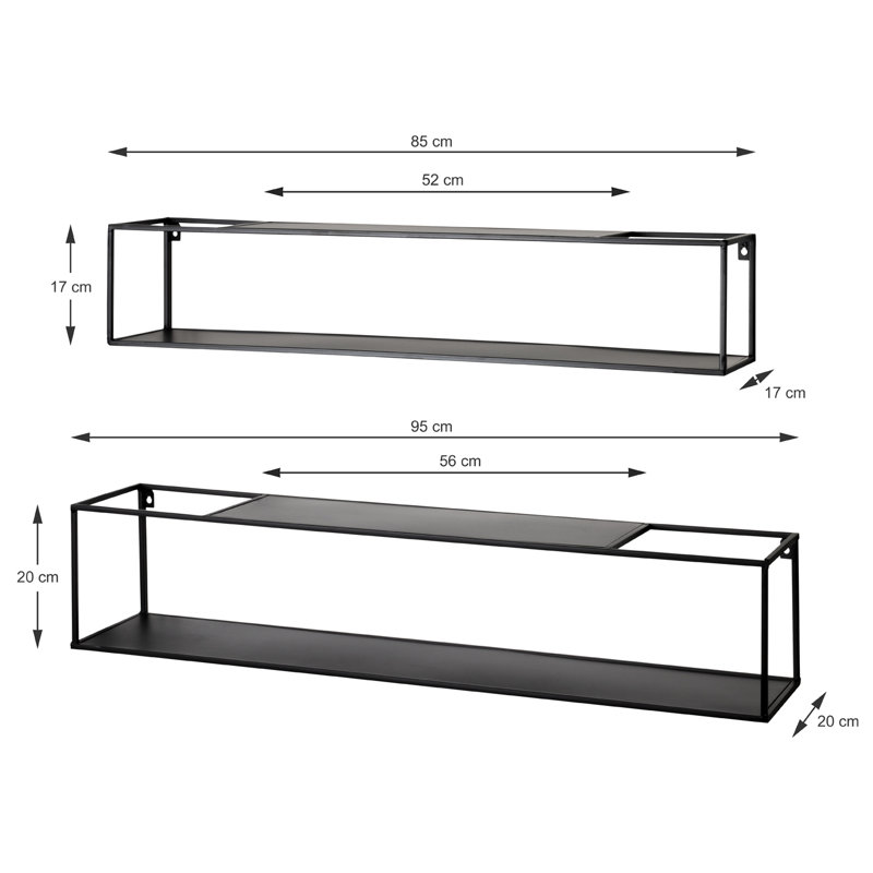 Georgeanne 2 Piece Metal Floating Shelf