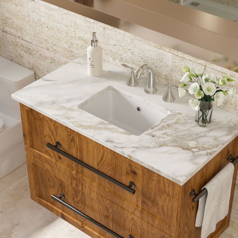 Lavabo de salle de bain 18 "x 12" avec trop-plein - encastré en céramique, style moderne, lisse pour différents espaces, design élégant et rectangulaire, résistance aux taches
